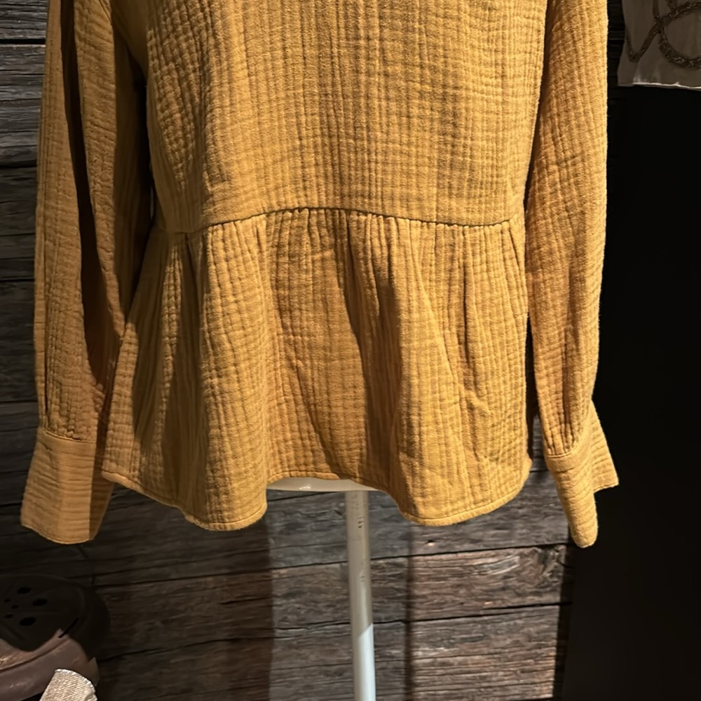 Madewell Mustard Peplum Long-Sleeve Top - Picture 3 of 10